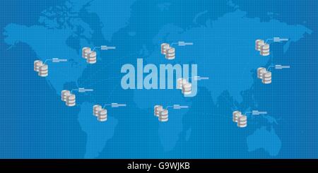 Datenbank Verteilung miteinander verbunden Analyse Business Intelligence Abbildung Stock Vektor
