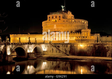 Brücke von Engeln, St. Angel Bridge, Schloss der Heiligen Engel, Castel Sant'Angelo, Ponte Aelius, nachdem der Kaiser Hadrian Mausoleum, antike, Renaissance, Rom, Italien, Europa Stockfoto