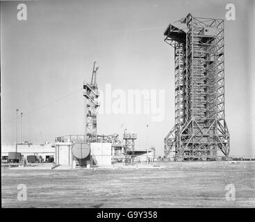 Ein Foto aus der Atlas negative Collection, das einen Atlas-Raketenstart erfasst. Das Bild markiert einen wichtigen Moment in der US-Raketenentwicklung und hilft bei der Verfeinerung des ICBM-Programms. Stockfoto