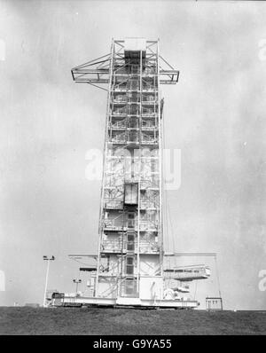 Convair/General Dynamics Atlas-Raketentest erfasst in der Atlas negative Collection, der die Tests und frühen Entwicklungen von Raketensystemen während des Kalten Krieges dokumentiert. Stockfoto