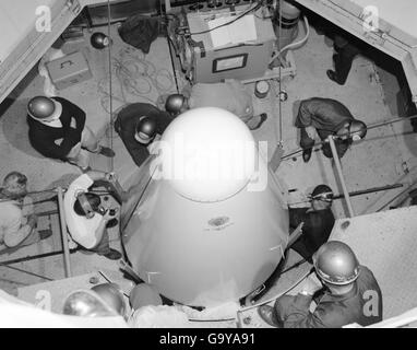 Bild aus der Convair/General Dynamics Astronautics Atlas negative Collection, die Testverfahren für Atlas-Raketen zeigt. Stockfoto