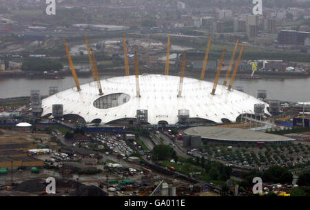 Luftaufnahme des Millennium Dome in Greenwich, Süd-Ost London. Stockfoto