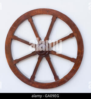 Warenkorb-Rad an Wand Stockfoto