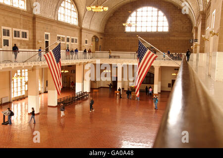 Registrierung Zimmer, Ellis Island Immigration Museum, Statue of Liberty National Monument, New York City, New York, USA, Amerika Stockfoto