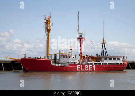 Feuerschiff Elbe 1, port, Cuxhaven, Niedersachsen, Nordsee, PublicGround Stockfoto