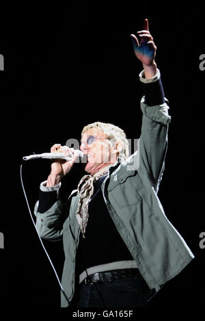 The Who treten auf der Pyramid-Bühne beim Glastonbury Festival 2007 auf der Worthy Farm in Pilton, Somerset, auf. Stockfoto