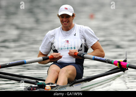 Rudern - Weltmeisterschaft 2007 - Bosbaan. Der britische Alan Campbell tritt in den Herren-Einzelschädeln - Heat 6 - an Stockfoto