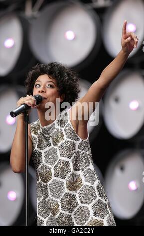 Corinne Bailey Rae tritt während des Benefizkonzerts im Wembley Stadium, London, auf. Stockfoto