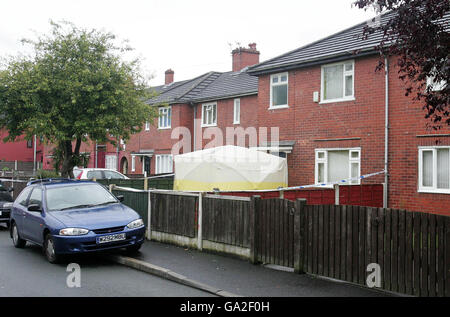 Das Grundstück an der Thelwall Avenue in Fallowfield, im Süden von Manchester. Stockfoto