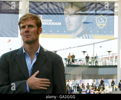 Der Besitzer VON LA Gallaxy Alexis Pallas vor einem Freundschaftsspiel im Home Depot Center, Los Angeles, USA. Stockfoto