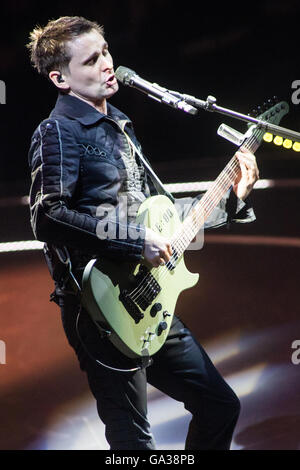 Assago Mailand Italien. 14. Mai 2016. Führt der englischen Rockband MUSE live im Mediolanum Forum während der Drohnen-Welt-Tournee Stockfoto