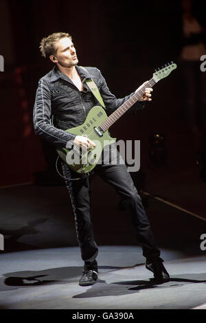 Assago Mailand Italien. 14. Mai 2016. Führt der englischen Rockband MUSE live im Mediolanum Forum während der Drohnen-Welt-Tournee Stockfoto