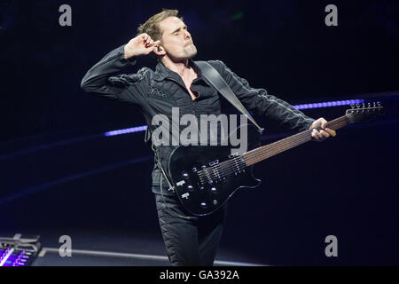 Assago Mailand Italien. 14. Mai 2016. Führt der englischen Rockband MUSE live im Mediolanum Forum während der Drohnen-Welt-Tournee Stockfoto