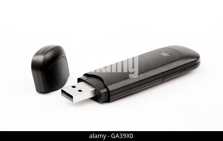 Schwarz 3G USB-Modem, Isolated on White Stockfoto