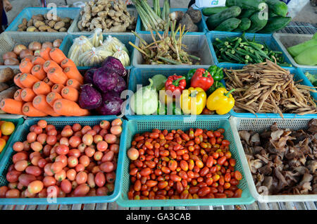 Fegetable am Tag Markt in der Stadt Phuket auf der Insel Phuket im Süden von Thailand in Südostasien. Stockfoto