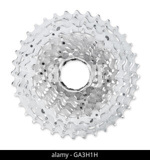 Fahrrad-Casette isoliert auf weißem Hintergrund Stockfoto