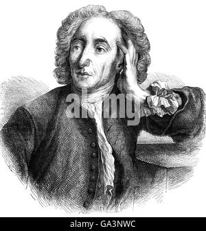 Alexander Pope (1688 – 1744) war ein englischer Dichter aus dem 18. Jahrhundert.  Er ist bekannt für seine satirische Verse, sowie für seine Übersetzung von Homer und seine Verwendung von Heroic Couplet. Stockfoto