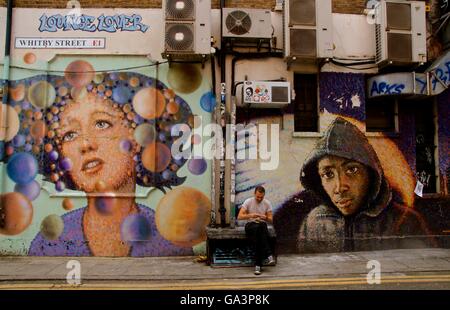 Straßenszene in Shoreditch London Stockfoto