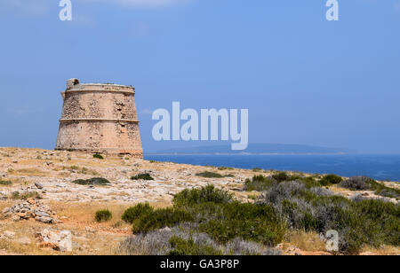 Torre des Garroveret, Cap de Barbaria Turm, Formentera, Spanien Stockfoto