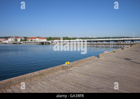 Holzmole in von Sopot in Polen, Ostsee Bucht, beliebtes touristisches Urlaubsziel Stockfoto