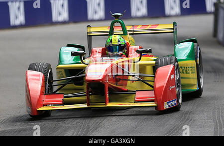 ABT Schaeffler Audi Sport Lucas Di Grassi Qualifikation in Runde zehn der FIA-Formel-E-Meisterschaft in Battersea Park, London. Stockfoto