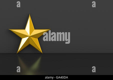 Goldener Stern, 3D-Rendering isolierten auf schwarzen Hintergrund Stockfoto