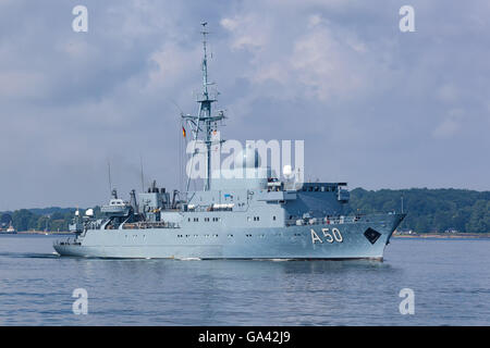 Intelligenz der deutschen Marine Schiff Alster (A 50) in Kiel, Deutschland. Stockfoto