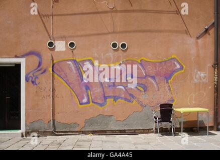 Der anderen Seite von Venedig, Graffiti an der Wand Stockfoto