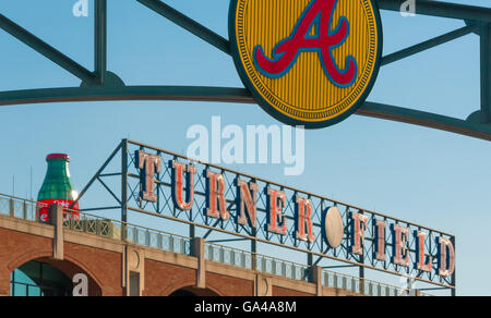 Eingang zum Turner Field, Heimat der Atlanta Braves in Atlanta, Georgia, USA. Stockfoto