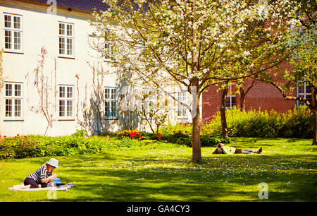 Königlichen Bibliothek Gärten in der Nähe von Schloss Christiansborg, kleine relax-Oase im Herzen der Stadt Stockfoto