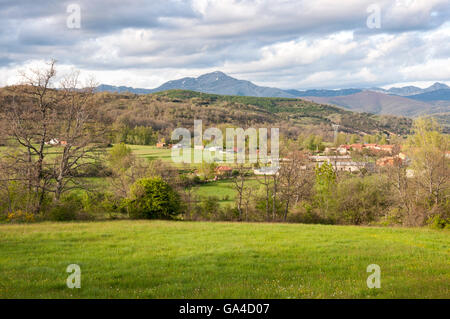 Mähwiesen im Fenar Tal, La Robla-Gemeinde in der Provinz Leon, Spanien Stockfoto