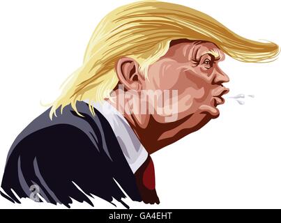 Donald Trump Karikatur schreien, du bist gefeuert! Karikatur-Vektor Stock Vektor