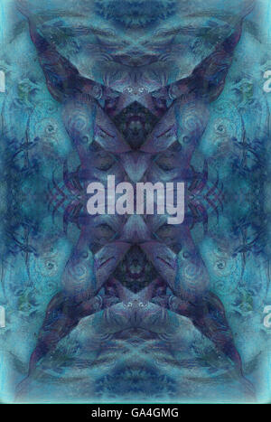 Zusammenfassung Hintergrund mit Ornament in Cyan Blautönen Stockfoto