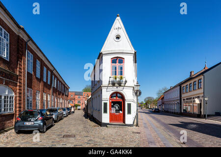 Klein und schlank Altbau in Ribe, Dänemark Stockfoto