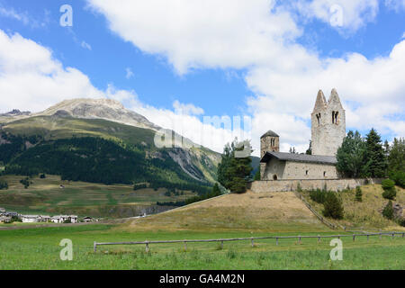 Celerina/Schlarigna Kirche San Gian Schweiz Graubünden, Graubünden Oberengadin, Oberengadin Stockfoto