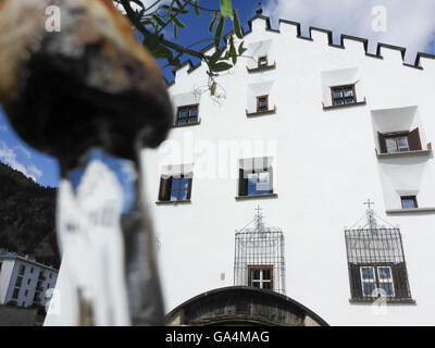 La Punt-Chamues-ch Haus Casa Merleda, Brunnen, Schweiz Graubünden, Graubünden Oberengadin, Oberengadin Stockfoto