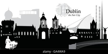 Silhouette Stadtbild Abbildung von Dublin, Irland Stock Vektor