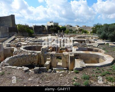 Megalithischen Strukturen der Tarxien Tempel auf Malta Stockfoto