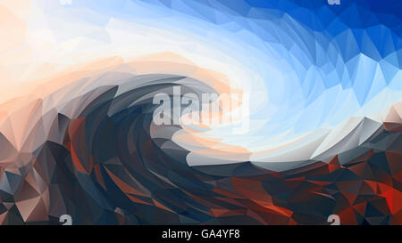 Abstrakte Visualisierung der eine große Welle und des Himmels - symbolisiert die Kraft der Natur und die gegensätzliche Kräfte von Yin und yang Stockfoto