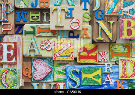 Collage aus der bunten Buchstaben. Stockfoto