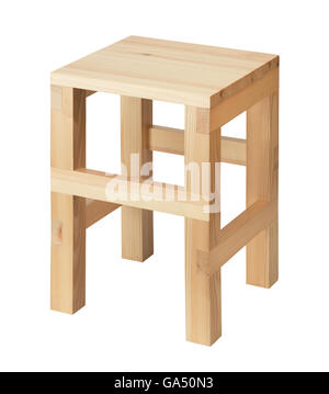 Holzstuhl isoliert auf weißem Hintergrund. Stockfoto