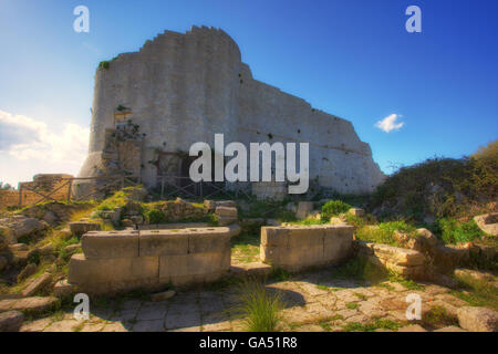 Noto-Antike, mittelalterliche Burg, wichtigsten Turm Stockfoto