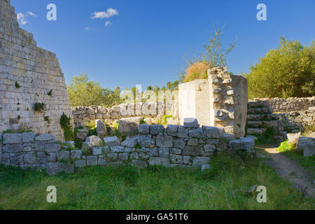 Noto-Antike, mittelalterliche Burg, stonewall, Innenhof Stockfoto