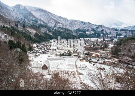 Malerische Aussicht von Shirakawa-Go im Winter Stockfoto