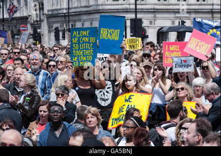 London, UK. 2. Juli 2016. Zehntausende Menschen versammelten sich in Parliament Square zum protest gegen die Auswirkungen des EU-Referendums und zur Solidarität mit Europa. Wiktor Szymanowicz/Alamy Live-Nachrichten Stockfoto