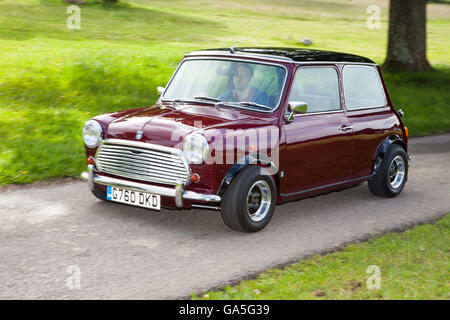 1989 Austin Mini 30 bei Leighton Hall Classic Car Rally, Carnforth, Lancashire, UK. 3. Juli 2016.  Die jährliche Oldtimer-Rallye findet statt in der herrlichen Leighton Hall in Carnforth in Lancashire.  Britische Sportwagen-Klassiker von MG bis hin zu amerikanischen Muscle Cars wie der Dodge Viper & Ford Mustangs.  Die Zuschauer Veranstaltung lockte tausende von Besuchern zu diesem malerischen Teil des Landes auf der Nord-West-Küste Englands.  Bildnachweis: Cernan Elias/Alamy Live-Nachrichten Stockfoto