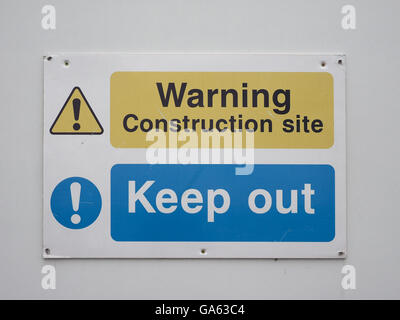 Achtung Baustelle fernzuhalten Sicherheitszeichen Stockfoto