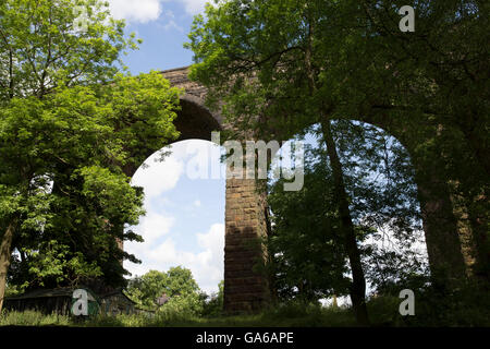 Kapelle Milton mit einem Bahn-Viadukt in Derbyshire Stockfoto