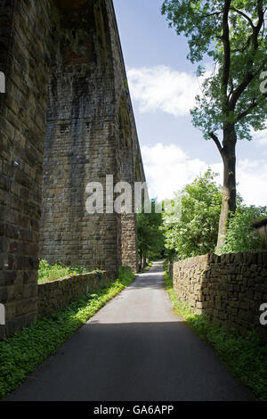 Kapelle Milton mit einem Bahn-Viadukt in Derbyshire Stockfoto