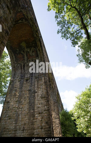 Kapelle Milton mit einem Bahn-Viadukt in Derbyshire Stockfoto